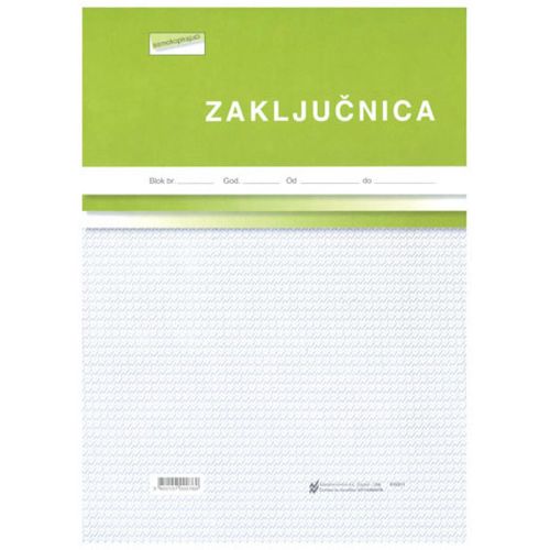 I-53/A-NCR ZAKLJUČNICA; Blok 100 listova, 21 x 29,7 cm slika 1