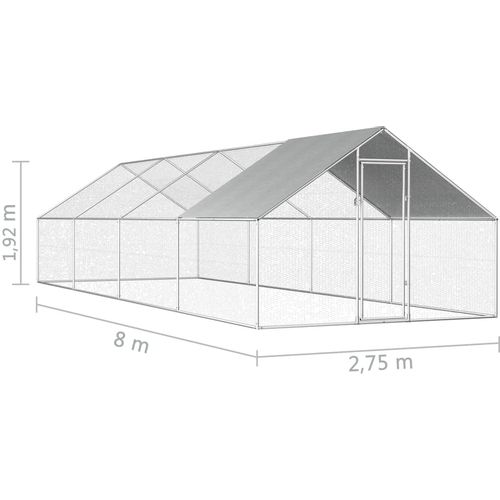 Vanjski kavez za kokoši od pocinčanog čelika 2,75 x 8 x 1,92 m slika 13