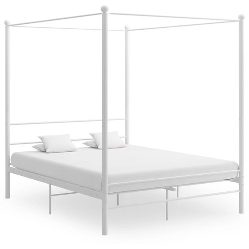 Okvir za krevet s nadstrešnicom bijeli metalni 160 x 200 cm slika 7