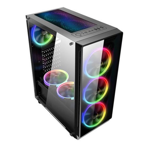 NaviaTec Vortex V3 Gaming case with 4x RGB Fans, Real Glass Side slika 1