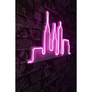 Wallity Ukrasna plastična LED rasvjeta, City Skyline - Pink