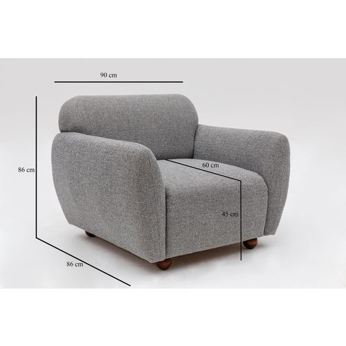 Atelier Del Sofa Fotelja EDDY siva, Eddy - Light Grey slika 2