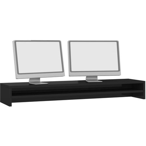 Stalak za monitor visoki sjaj crni 100 x 24 x 13 cm od iverice slika 24
