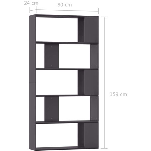 Ormarić za knjige / sobna pregrada sjajni sivi 80 x 24 x 159 cm slika 23