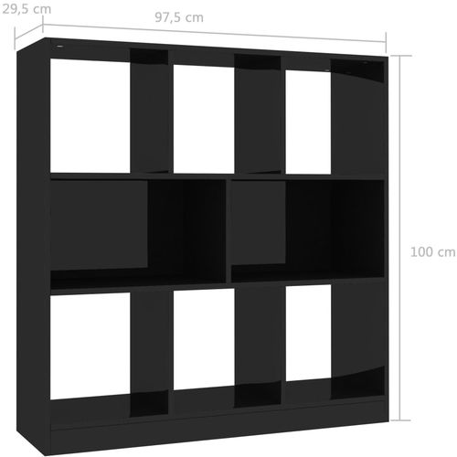 Ormarić za knjige visoki sjaj crni 97,5x29,5x100 cm iverica slika 6