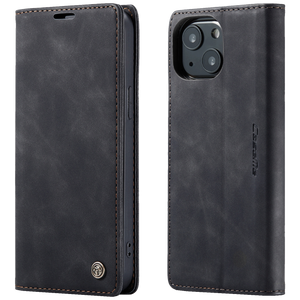 CaseMe Futrola preklopna za iPhone 13, koža, crna - Flip Leather Phone Case iPhone 13