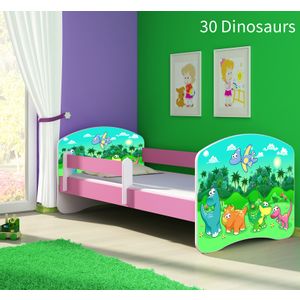 Dječji krevet ACMA s motivom, bočna roza 140x70 cm 30-dinosaurs