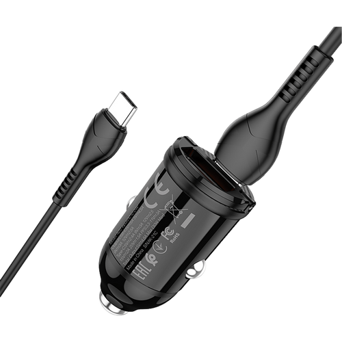 hoco. Auto punjač sa type C kabelom, PD + QC3.0, 2 x USB, 4.8 A - NZ2 Link, type C, Black slika 4