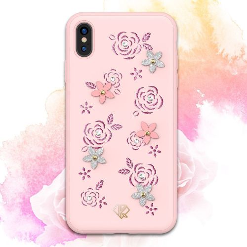 Maskica ukrašena orginalnim Swarovski kristalima Kingxbar Petal za iPhone XS Max - pink slika 4