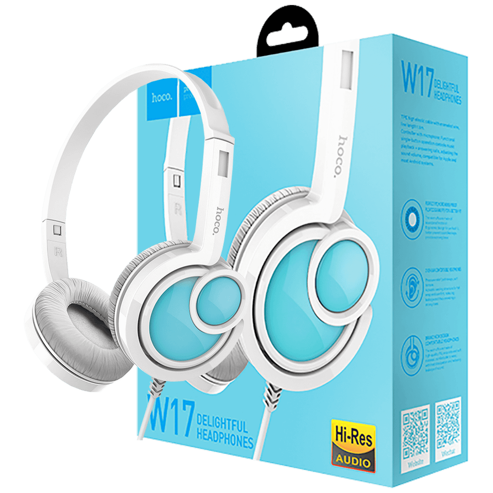 hoco. Slušalice sa mikrofonom, 3.5 mm,dužina kabela 1.5 met,bijela - W17 Delightful Headphones MIC WH slika 1