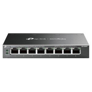 Omada 8-Port Gigabit Desktop Switch with 8-Port PoE+ 8× Gigabit PoE+ Ports 802.3af/at, 64 W PoE Power, Desktop Steel Case Plug and Play