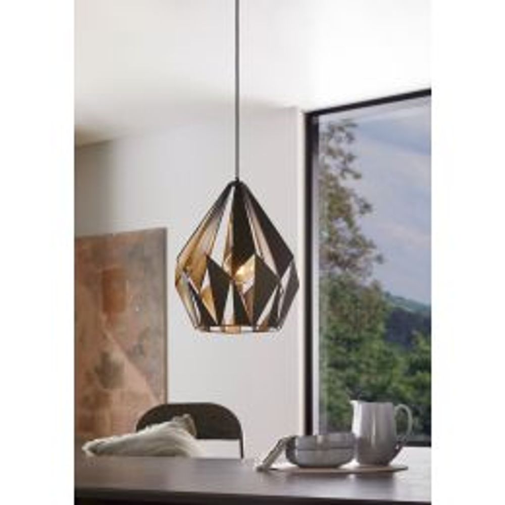CARLTON 1 visilica / luster E27 Ø205 mm – crna / bakar slika 4