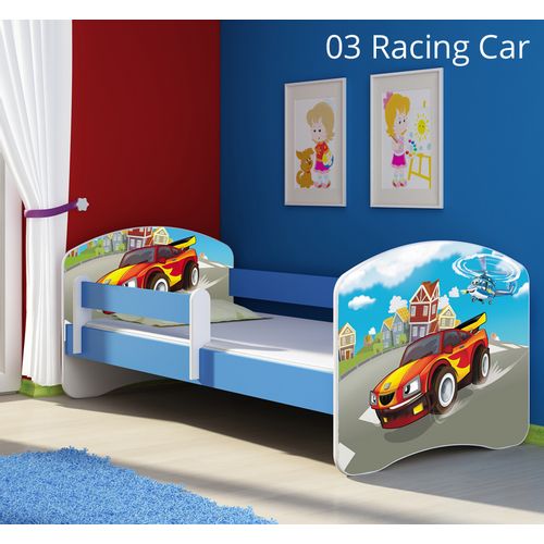 Dječji krevet ACMA s motivom, bočna plava 160x80 cm 03-racing-car slika 1