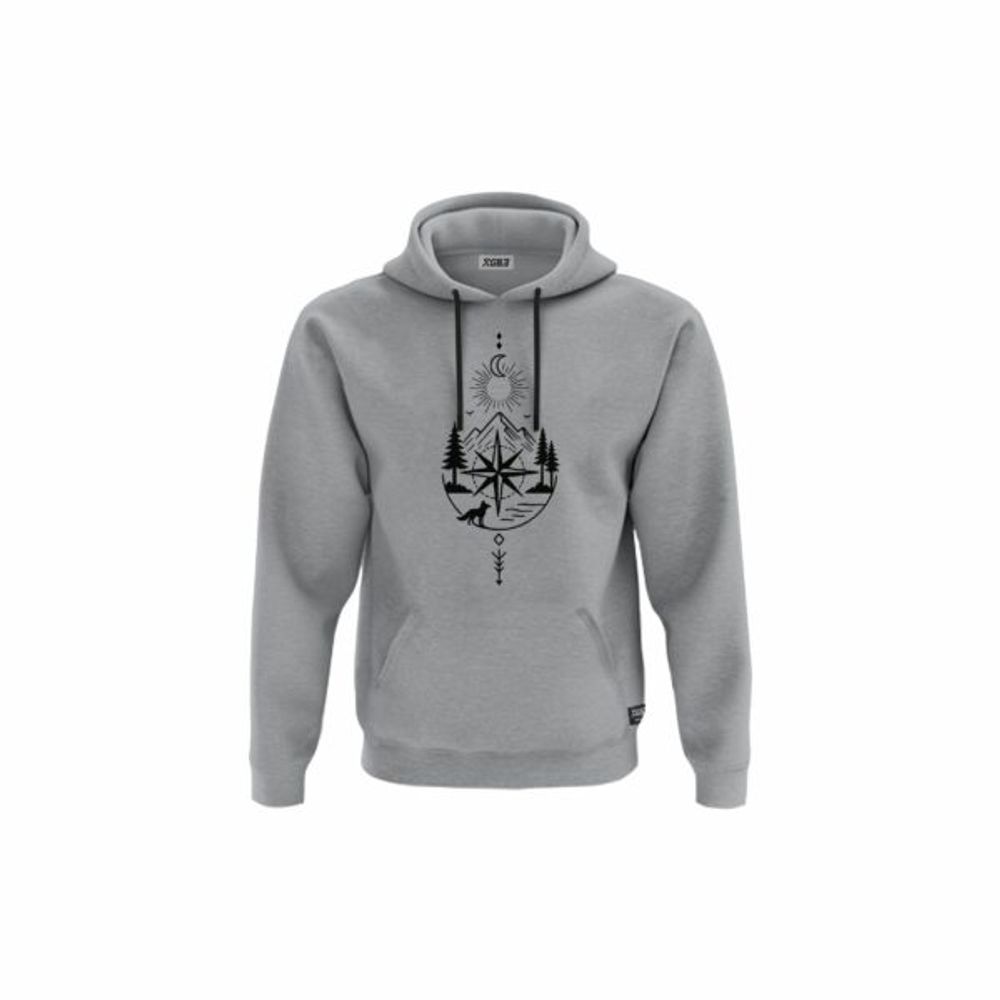 XGB3 Duks sa kapuljačom i džepom Mystical Mountain & Sun Tee Silver slika 1