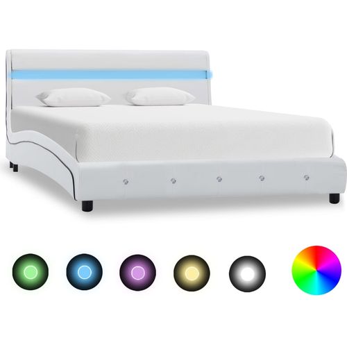 Okvir za krevet od umjetne kože LED bijeli 120 x 200 cm slika 1