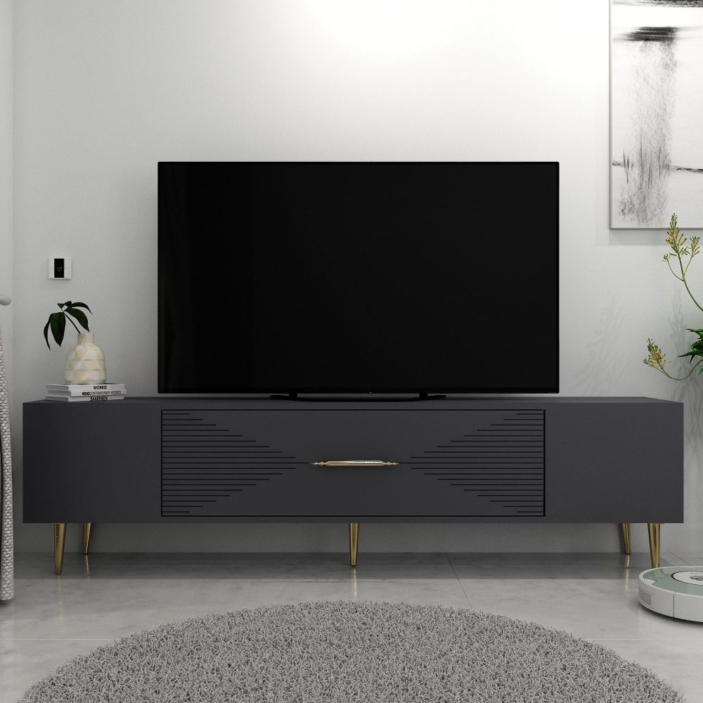 TV Stalak Dekol1 u Antracitnoj i Zlatnoj Boji slika 1