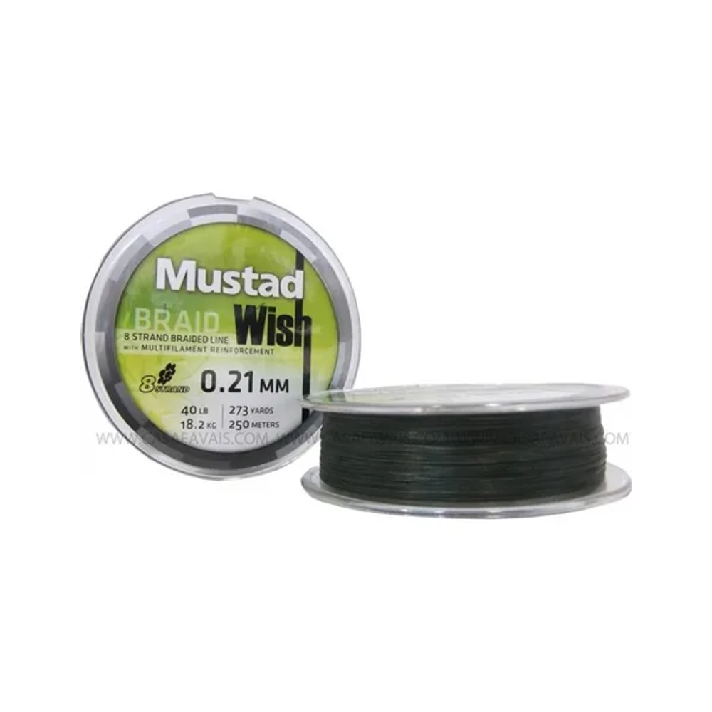 Mustad Wish Braid 8nitna 250m 0,10mm 10,5kg upredena struna za ribolov slika 1