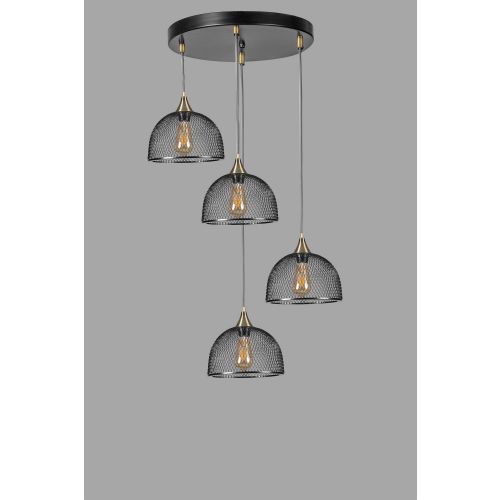 Rota 4 Lü Tepsili Siyah Sarkıt Black Chandelier slika 3