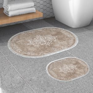 Set Kupatilskih Prostirki Beige Beige/White (2 Komada)