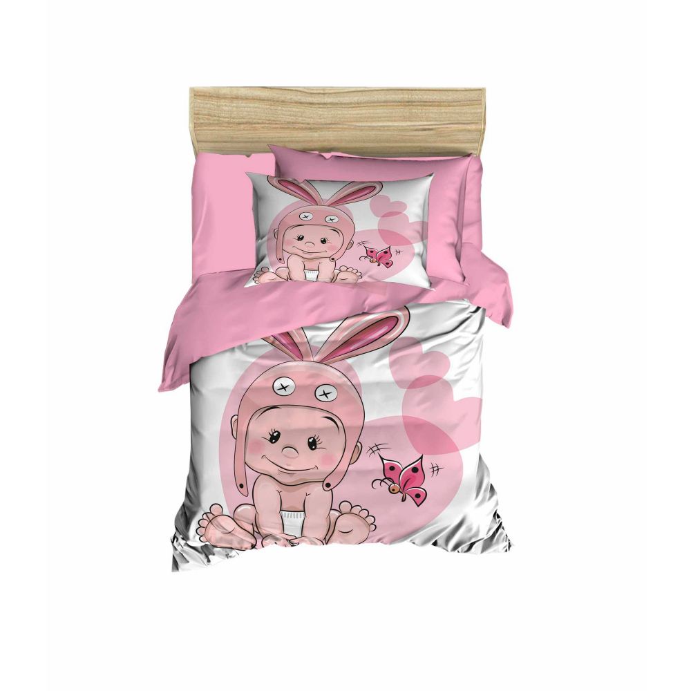 Set posteljine za bebe PH122 u prahu bijelo-roza slika 1