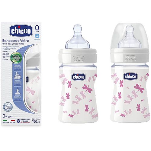 Chicco bočica staklena 150ml roza slika 3