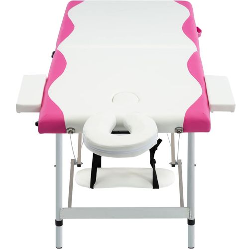 Sklopivi masažni stol s 2 zone aluminijski bijelo-ružičasti slika 25