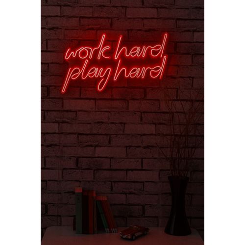 Work Hard Play Hard - Red Red Decorative Plastic Led Lighting slika 4