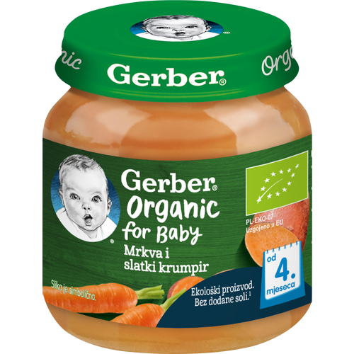 Gerber CarrotSweetPotato Gerber Organic for Baby Kašica mrkva i slatki krumpir 125g slika 1