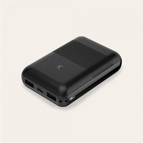 KSIX, mini prijenosna baterija za punjenje 10000 mAh, micro USB kabel, crna slika 2