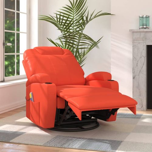 Ljuljajuća masažna fotelja od umjetne kože crvena slika 17