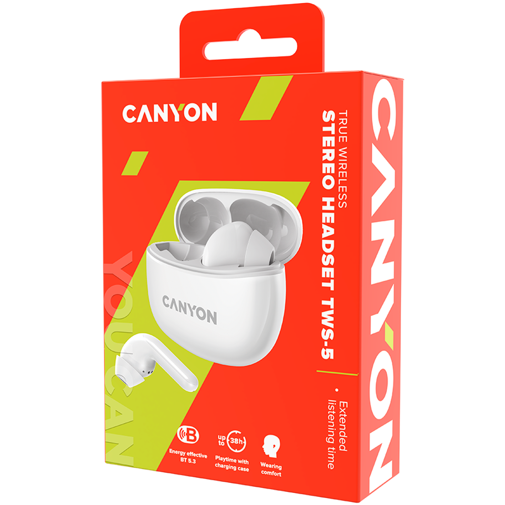 CANYON TWS-5 Bluetooth slušalice, bijele slika 5
