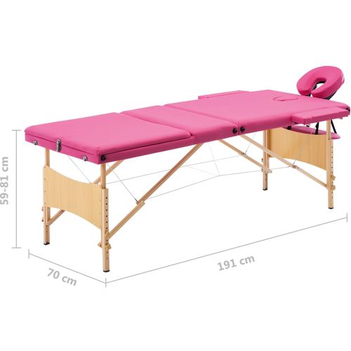 Sklopivi masažni stol s 3 zone drveni ružičasti slika 32