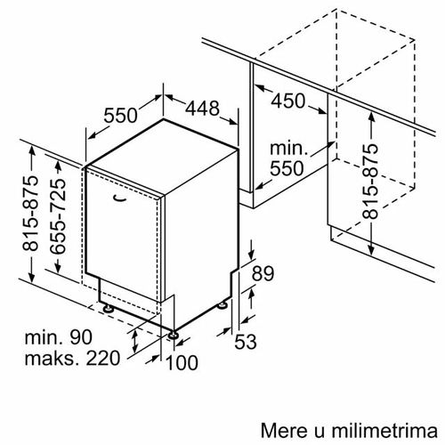 Bosch SPV4XMX20E Ugradna mašina za pranje sudova serije 4, 10 kompleta, Silence, Home Connect, InfoLight, EcoSilence Drive, Širina 45 cm slika 8