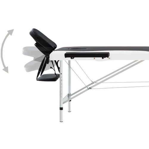 Sklopivi masažni stol s 2 zone aluminijski crno-bijeli slika 37