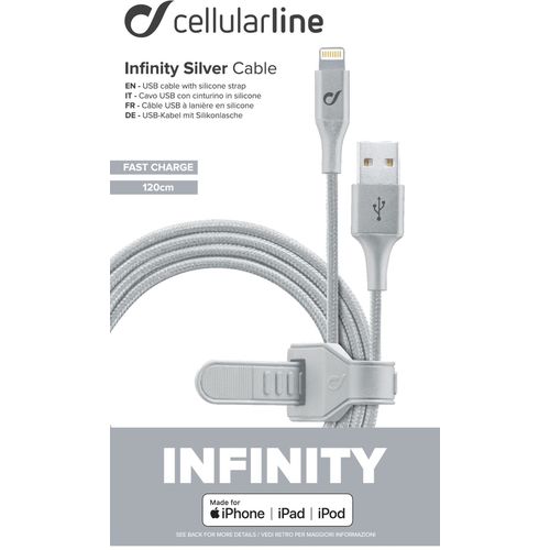 Cellularline kabel Cosmic Lightning 120 cm srebrni slika 4