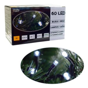 60 LED, lanac, bijelo svjetlo, 8 funkcija