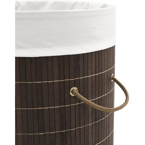 Košara za rublje od bambusa okrugla tamnosmeđa slika 25