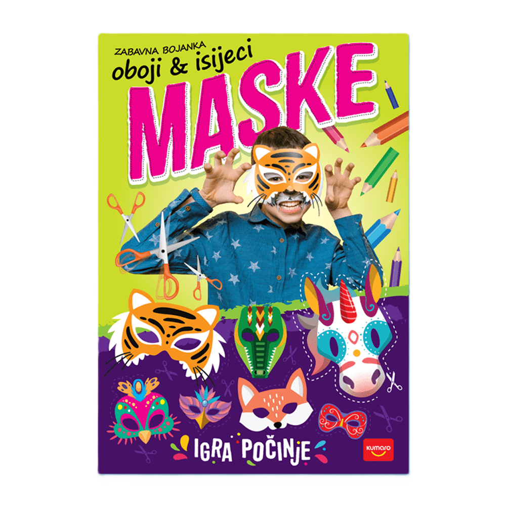 Kumaro Zabavna bojanka Oboji & Isijeci - Maske slika 1