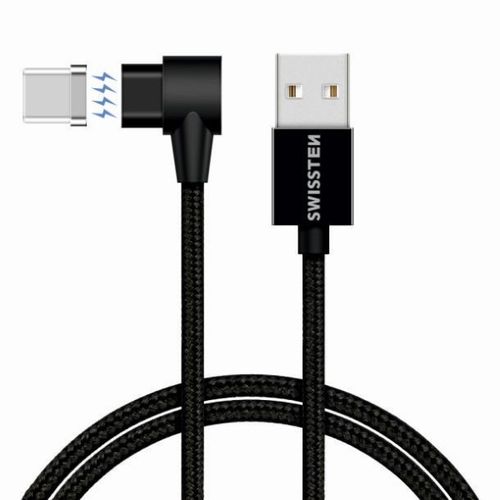 SWISSTEN kabel Arcade USB/USB-C, magnetski, platneni, 1.2m, 3A, crni slika 1