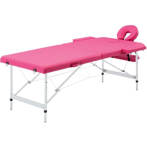 Sklopivi masažni stol s 2 zone aluminijski ružičasti slika 19