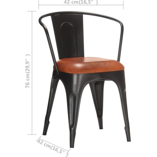 Blagovaonske stolice od prave kože 4 kom smeđe slika 11