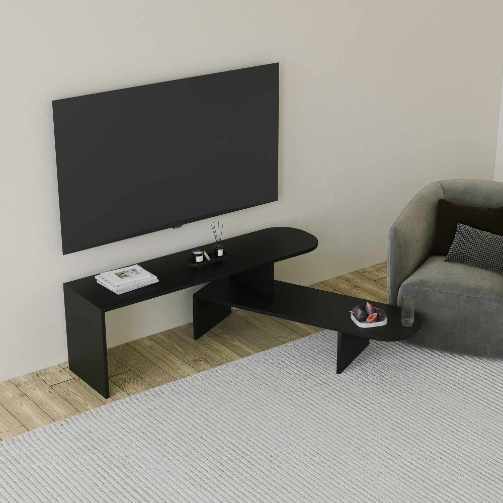 TV Stalak Puzzle u Crnoj Boji slika 2