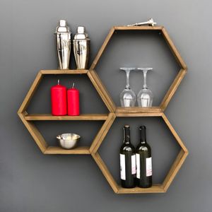 Hex004 Walnut Wall Shelf