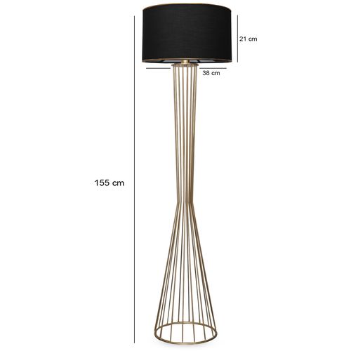 Opviq Podna lampa FLOOR crno- zlatno, metal- platno, 21 x 38 cm, visina 155 cm, E27 60 W, AYD-3078 slika 3