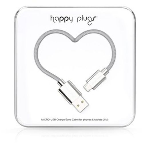 Happy Plugs, Micro Usb kabel 2.0m, Silver slika 1