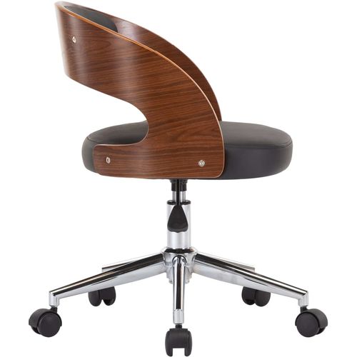 Okretna uredska stolica od savijenog drva i umjetne kože crna slika 4