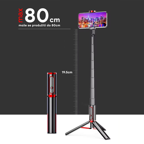 Selfie stick M18 mini + tripod beli/roze slika 7