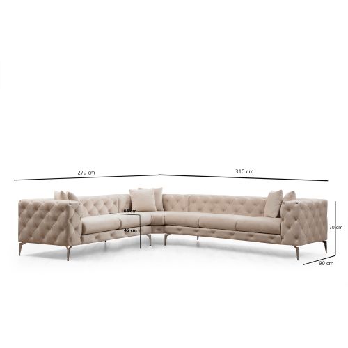 Atelier Del Sofa Kutna garnitura, Ecru, Como Right - Ecru slika 6