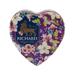 Richard Royal Heart - Crni čaj sa sa korom narandže, aromom bergamota i laticama ruže, 30g rinfuz, VIOLET metalna kutija 1100945