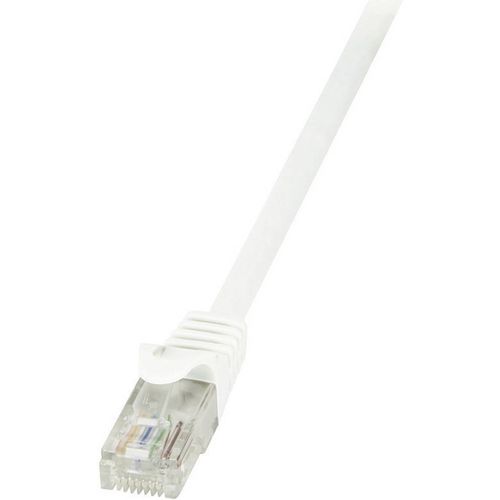 LogiLink CP2101U RJ45 mrežni kabel, Patch kabel cat 6 U/UTP 15.00 m bijela sa zaštitom za nosić 1 St. slika 1